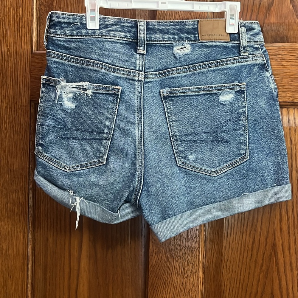 American Eagle Outfitters Blue Jean Shorts Distressed Cuffed - Picture 3 of 4